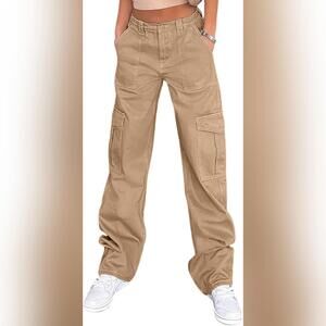 NWT Lepunuo High Waisted Stretchy Y2K Cargo Streetwear Pants, Large